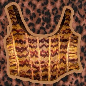 Zara Amber Tortoiseshell Print Corset Crop Top – Size S